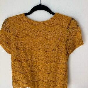 Monteau Mustard Lace Blouse